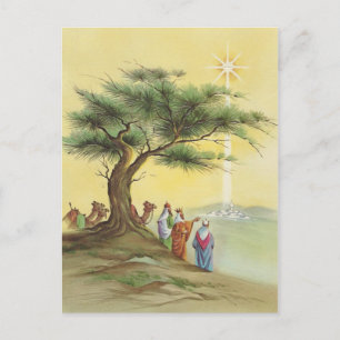 Weihnachtliche Heilige Drei Könige im Vintage-Stil Feiertagspostkarte