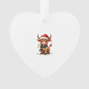 Weihnachtliche Highland-Kuh in Santa-Hut und -Scha Ornament
