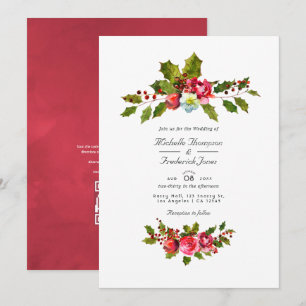 Weihnachtliche Hochzeit Holly QR Code RSVP Einladung
