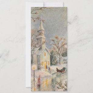 Weihnachtliche Kirchen-Winterszene im Vintage-Stil Feiertagskarte