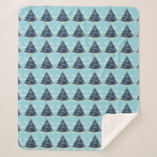 Weihnachtliche künstlerische blaue goldene Tanne S Sherpadecke