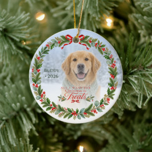 Weihnachtliche Leckerlis für Hunde Foto Keramik Ornament