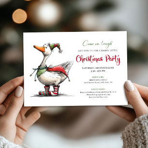 Weihnachtliche lustige Gans Cartoon Whimsy Party-E Einladung