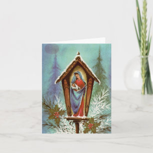 Weihnachtliche Madonna mit Kind im Vintage-Stil Karte