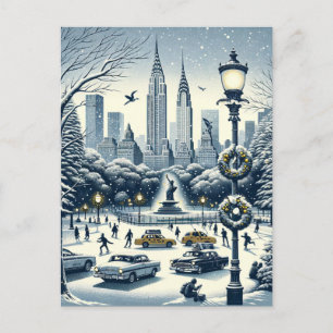 Weihnachtliche New Yorker Eleganz - Anpassbare Wei Postkarte