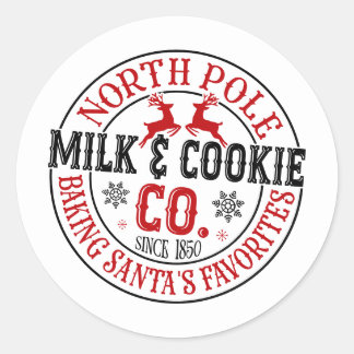 Weihnachtliche North Pole Milk Cookie Company Runder Aufkleber