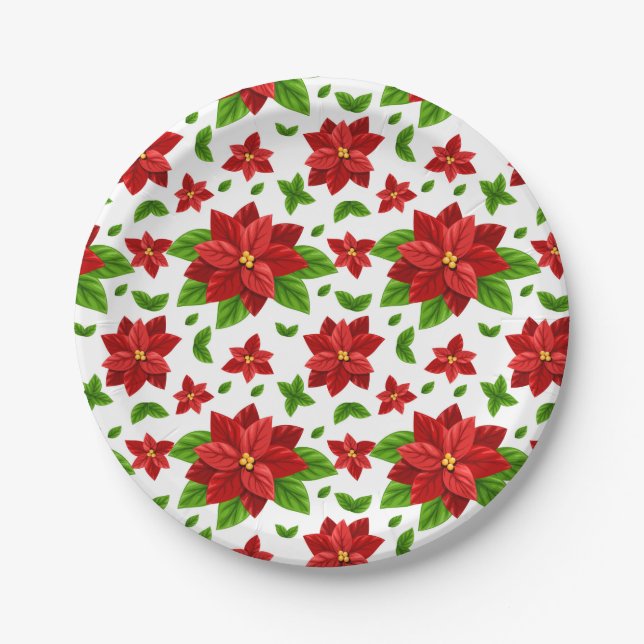 weihnachtliche Poinsettia Papierplatte Pappteller (Vorderseite)