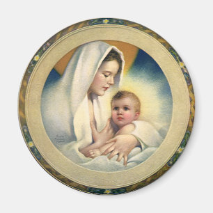 Weihnachtliche religiöse Vintage-Darstellung, Mado Magnet