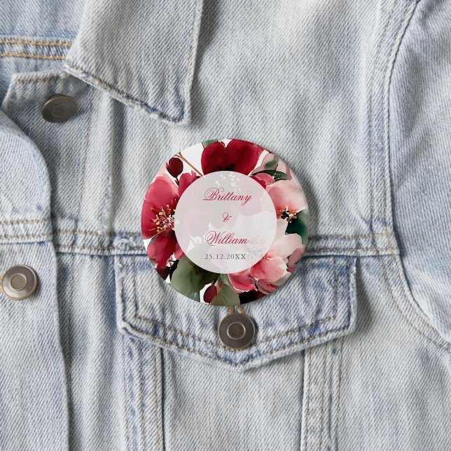 Weihnachtliche rote Blumenhochzeit  Button (Beispiel)
