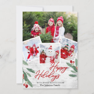 Weihnachtliche rustikale Fotocollage Familien-Feie Feiertagskarte