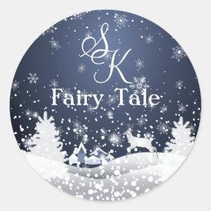 Weihnachtliche Schneefee Märchen Fantasy Wald Mono Runder Aufkleber