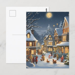 Weihnachtliche Schneestadt Postkarte