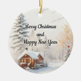 Weihnachtliche Schneeszene Keramik Ornament