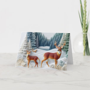 Weihnachtliche Schneeszene mit Hirschen als Feiert Feiertagskarte