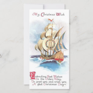 Weihnachtliche Segelboot-Wünsche Feiertagskarte