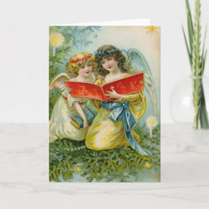 Weihnachtliche singende Engel im Vintage-Stil Feiertagskarte