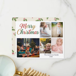 Weihnachtliche Spaß-Weihnachts-5-Foto-Feiertagskar Dankeskarte