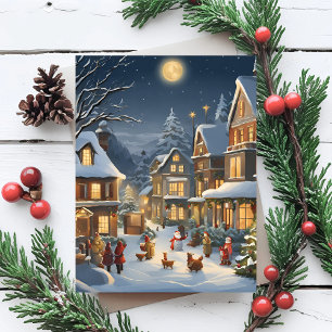 Weihnachtliche Stadt Postkarte