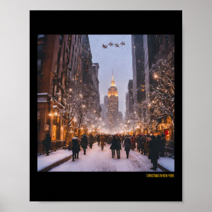 Weihnachtliche Stadt Szene im Schnee Poster