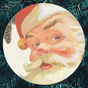 Weihnachtliche Stimmung, fröhlicher Weihnachtsmann Runder Aufkleber