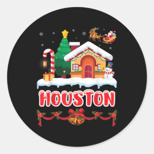 Weihnachtliche Szene in Houston Winter Wonderla Runder Aufkleber
