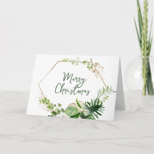 Weihnachtliche tropische grüne und goldene Monster Feiertagskarte