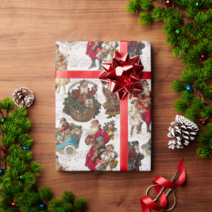 Weihnachtliche viktorianische Weihnachtsmänner auf Geschenkpapier