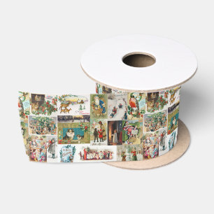 Weihnachtliche Vintage-Antik-Collage Satinband