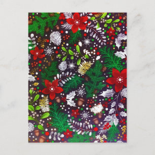 Weihnachtliche Vintage-Botanik des Weihnachtswalde Feiertagspostkarte