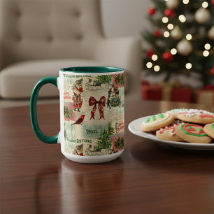 Weihnachtliche Vintage-Collage Tasse