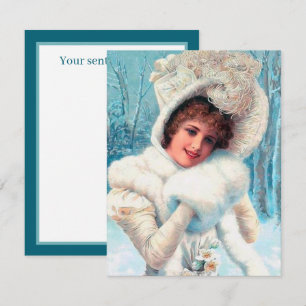 weihnachtliche vintage-Dame mit Gefühl Mitteilungskarte