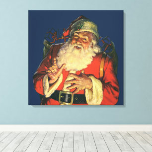 Weihnachtliche Vintage-Darstellung des fröhlichen Leinwanddruck