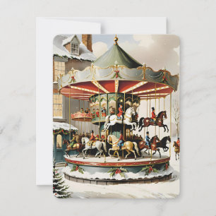 weihnachtliche Vintage-Karussell-Designkarte Feiertagskarte