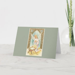 Weihnachtliche Vintage-Nativitäts-Engel Feiertagskarte