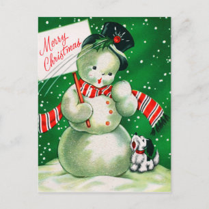 Weihnachtliche Vintage-Retro-Schneemann-Feiertagsp Feiertagspostkarte