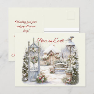 Weihnachtliche Vintage-Winterszene Postkarte