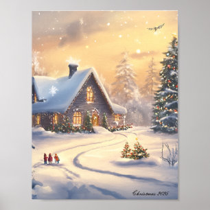 Weihnachtliche Wandkunst im Winterdruck Poster