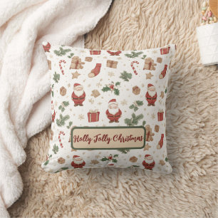 Weihnachtliche Wasserfarbe “Holly Jolly Christmas” Kissen