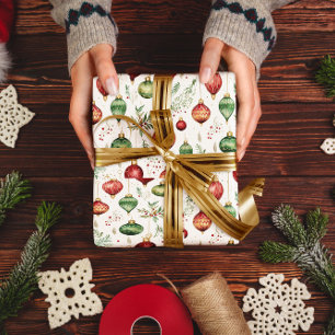 Weihnachtliche Weihnachtsbaum-Ornamente Nahtloses  Geschenkpapier