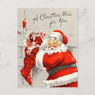 Weihnachtliche Weihnachtsfeiertage Santa retro vin Feiertagspostkarte
