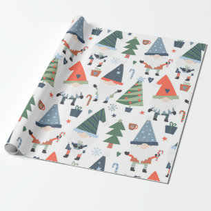 Weihnachtliche Weihnachtsgnome Bäume Zuckerstangen Geschenkpapier