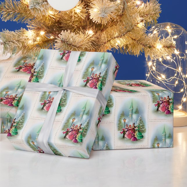Weihnachtliche Weihnachtssänger Vintage-Party-Verp Geschenkpapier (Feiertage)