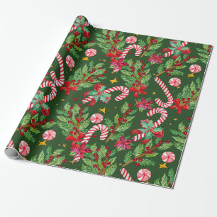 Weihnachtliche Weihnachtsstern, Stechpalmenbeere, Geschenkpapier