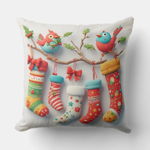 Weihnachtliche Weihnachtsstrümpfe mit Stechpalme b Kissen