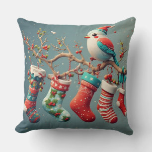 Weihnachtliche Weihnachtsstrümpfe mit Stechpalme b Kissen