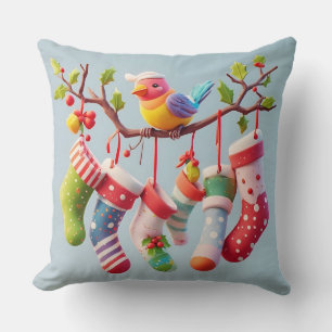 Weihnachtliche Weihnachtsstrümpfe mit Stechpalme b Kissen