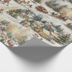 Weihnachtliche Winter-Wunderwelt im Vintage-Stil Geschenkpapier