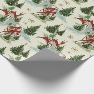 Weihnachtliche Winterlandschaft im Vintage-Stil Geschenkpapier