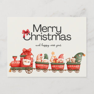 Weihnachtliche Zug-Grußkarte Feiertagspostkarte