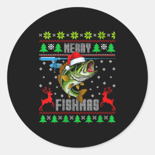 Weihnachtlicher Fischfang lustiger hässlicher Weih Runder Aufkleber